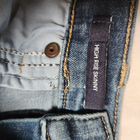 Calvin Klein Womens High Rise Skinny Sz 12/31  Denim Blue Jeans Raw Hem Button - Picture 10 of 11